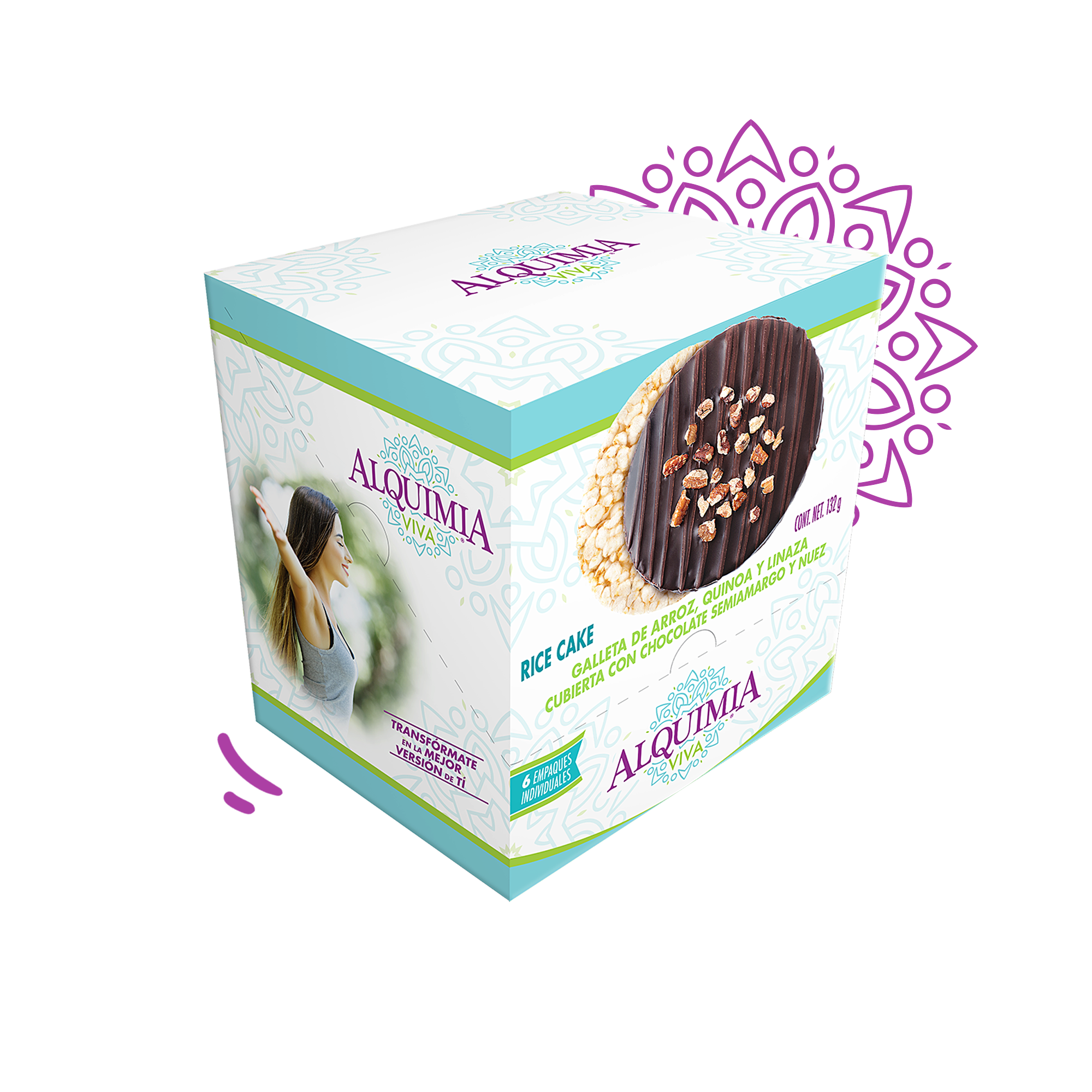 Rice Cakes chocolate semiamargo con nuez (Display con 6 piezas de 22g)